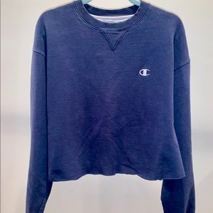 Size large navy blue cropped champion crewneck